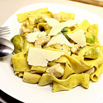 Chicken & Brussels Sprouts Lemon Pepper Pappardelle