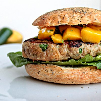 Thai Chicken Burgers with Mango Salsa