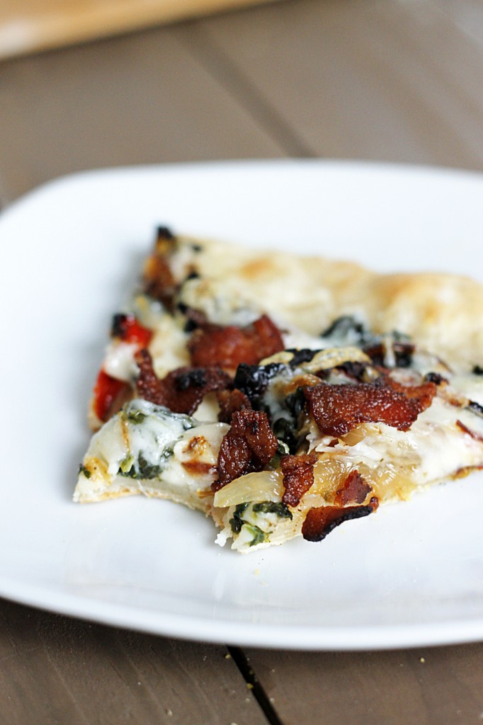 Bacon, Spinach, and Sundried Tomato Pizza