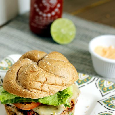 Southwestern Turkey Burger with a Sriracha Lime Spread