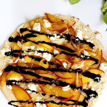 Caramelized Nectarine and Feta Quesadilla with a Balsamic Glaze