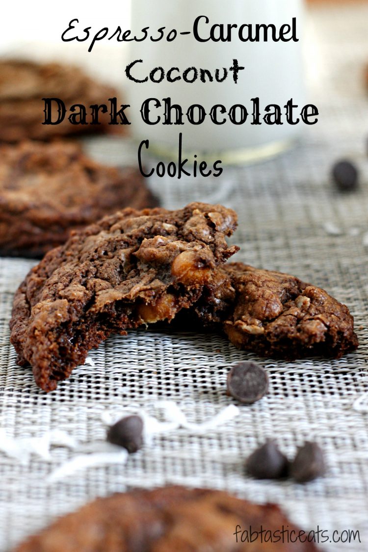 Espresso Caramel Coconut Dark Chocolate Cookies