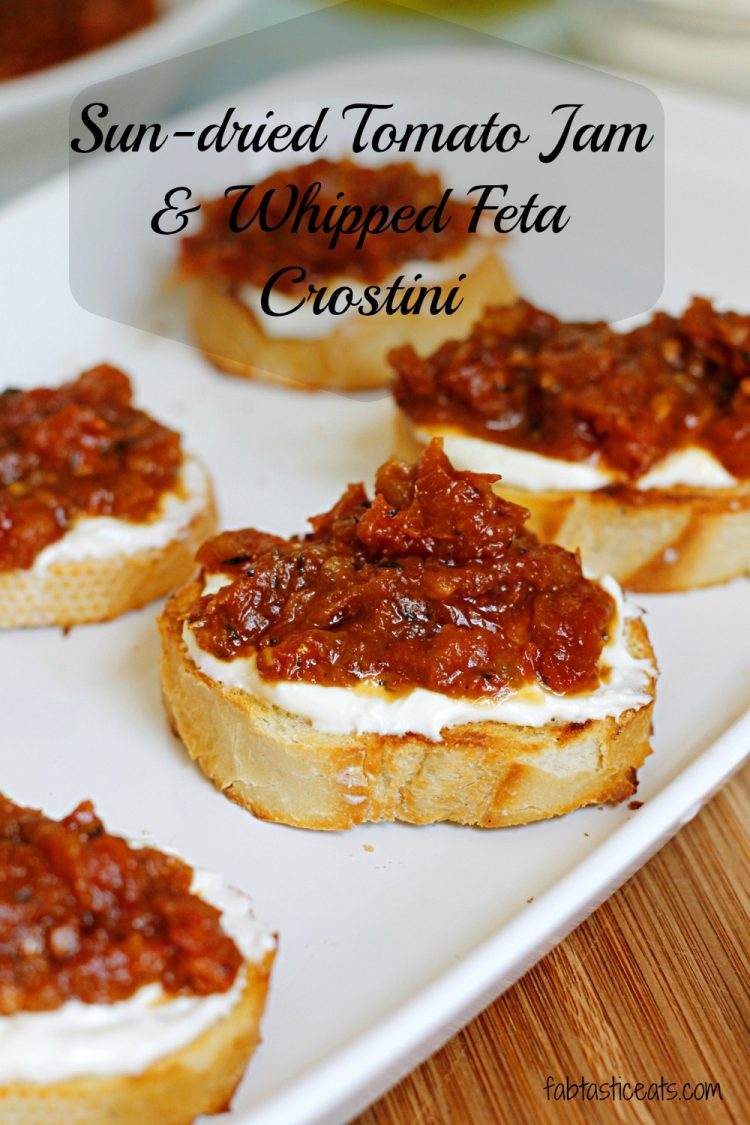 Sun-Dried Tomato Jam and Whipped Feta Crostini