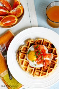Cheddar Cornmeal Waffles with Eggs