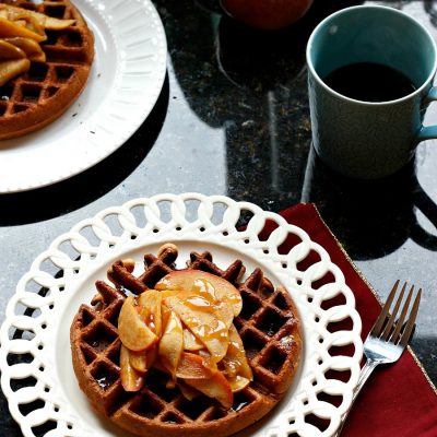 Apple Pie Waffles with a Cider Syrup