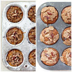 Cinnamon Pumpkin Muffins with a Pecan Streusel