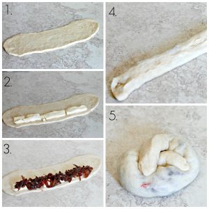 Caramelized Cranberries and Brie Stuffed Pretzels drizzled with Dulce de Leche | Fabtastic Eats