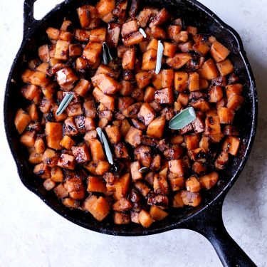 Skillet Balsamic-Sage Sweet Potatoes | Fabtastic Eats