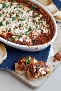 Baked Feta Romesco with Olive Tapenade | Fabtastic Eats