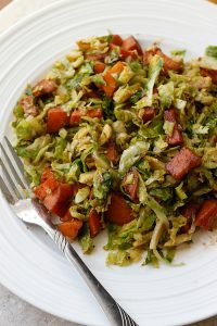 Warm Sweet Potato and Brussels Sprouts Salad with a Parmesan Vinaigrette | Fabtastic Eats