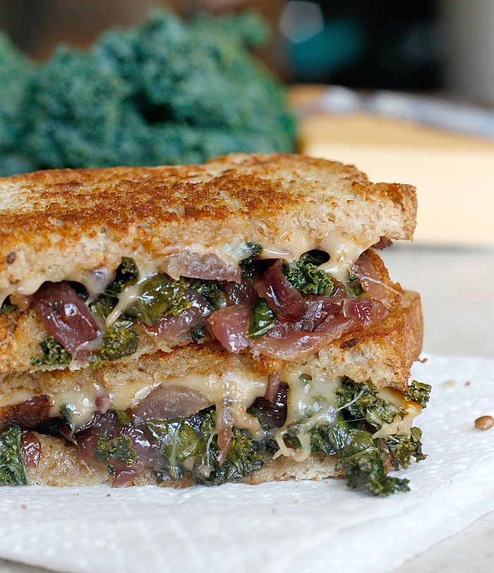 Caramelized Kale and Onion Grilled (Butter) Cheese | Fabtastic Eats