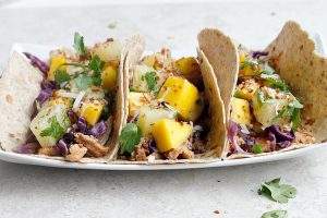 Pineapple Coconut Tacos with Mango Salsa and Toasted Coconut | Fabtastic Eats