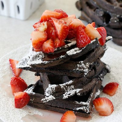Chocolate Coconut and Strawberry Waffles