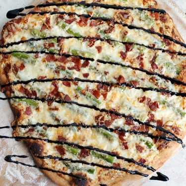 Four Cheese Asparagus and Pancetta Pizza with a Balsamic Glaze | Fabtastic Eats