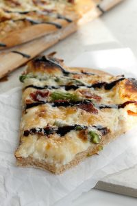 Four Cheese Asparagus and Pancetta Pizza with a Balsamic Glaze | Fabtastic Eats