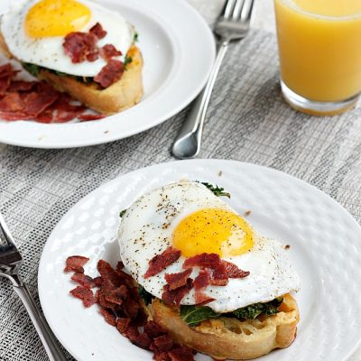 Two Cheese French Toast with Garlic Kale and Egg