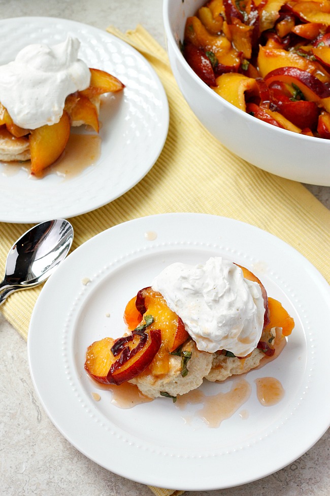 Peach and Basil Shortcakes with Vanilla Bean Whipped Cream | Fabtastic Eats