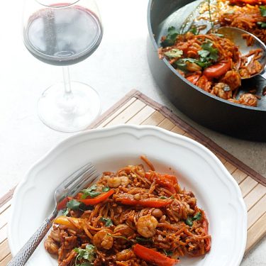 Spicy Chinese Shrimp and Sweet Potato Noodles | Fabtastic Eats