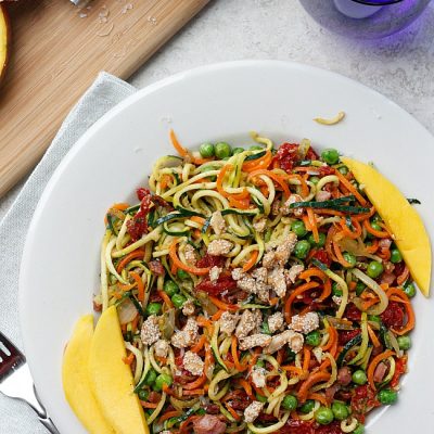 Pancetta & Sweet Pea Zucchini Noodles