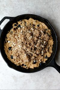 Blueberry Chocolate Skillet Cookie (with streusel!) | Fabtastic Eats