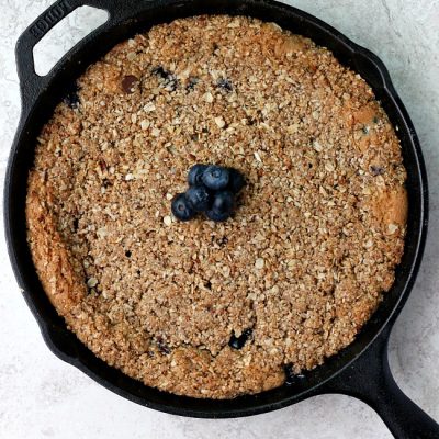 Blueberry Chocolate Skillet Cookie (with streusel!)