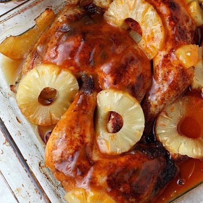 Pineapple Sriracha Glazed Chicken Quarters