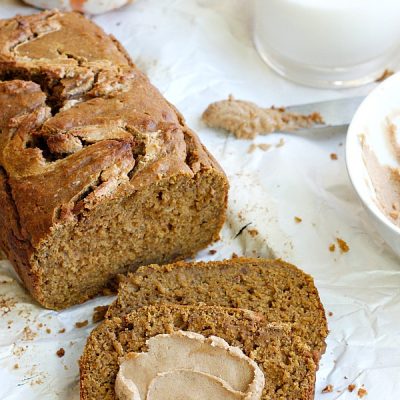 Healthy Pumpkin Bread with Cinnamon Cashew Butter