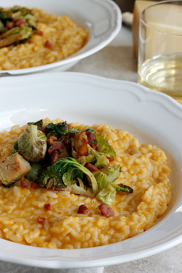 Butternut Squash Risotto with Pancetta and Brussels Sprouts | Fabtastic Eats