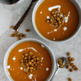 Indian Spiced Roasted Squash Soup with Curried Chickpeas | Fabtastic Eats