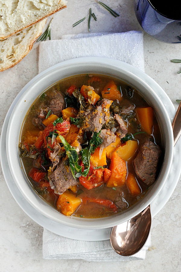 Butternut Squash and Kale Beef Stew | Fabtastic Eats