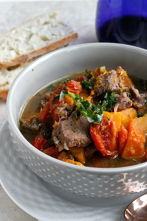 Butternut Squash and Kale Beef Stew | Fabtastic Eats