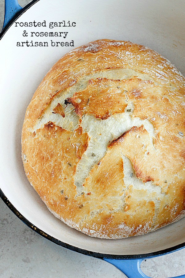 Roasted Garlic & Rosemary Artisan Bread | Fabtastic Eats