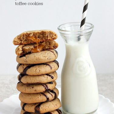 Caramel Stuffed Tofee Peanut Butter Cookies| Fabtastic Eats