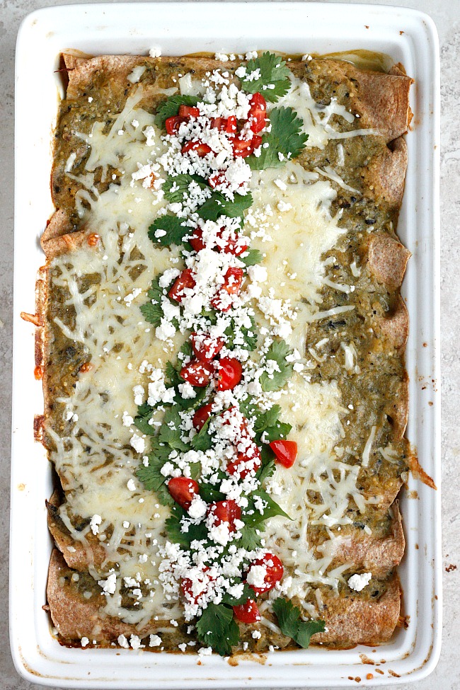 Three Cheese and Green Chile Chicken Enchiladas | Fabtastic Eats