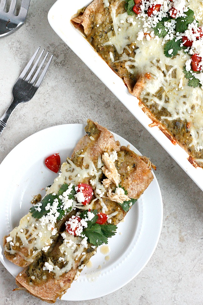 Three Cheese and Green Chile Chicken Enchiladas | Fabtastic Eats