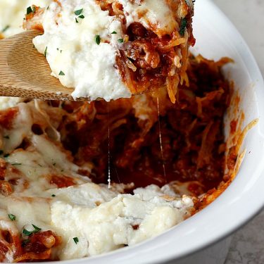Cheesy Sausage and Spaghetti Squash Bake | Fabtastic Eats