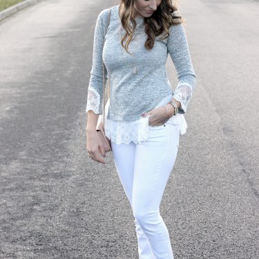 Grey Lace Trimmed Sweater | Day to Night