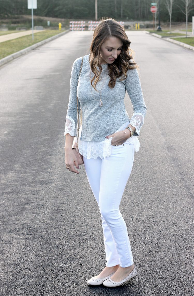 Grey Lace Trimmed Sweater | Day to Night