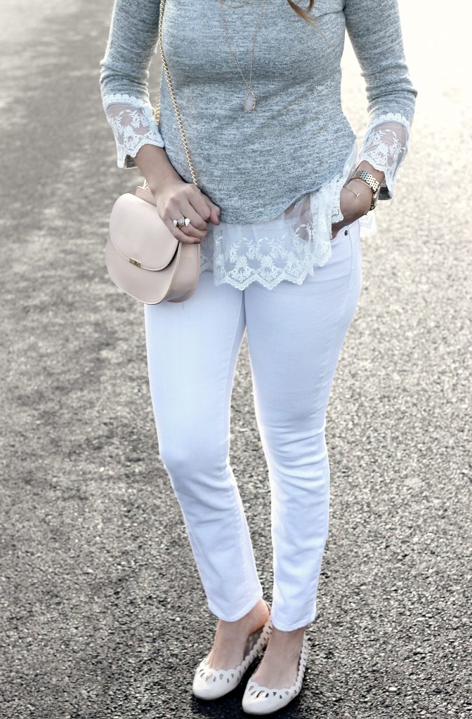 Grey Lace Trimmed Sweater | Day to Night