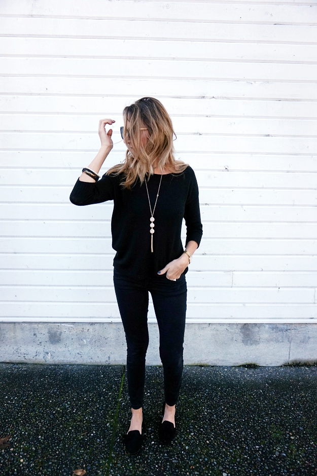 When in doubt, All black (& a round up of open-back sweaters!)